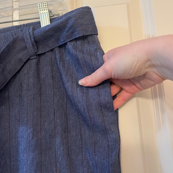 J Jill Wide Leg Striped Linen Stretch Pants Size L - Picture 6 of 13